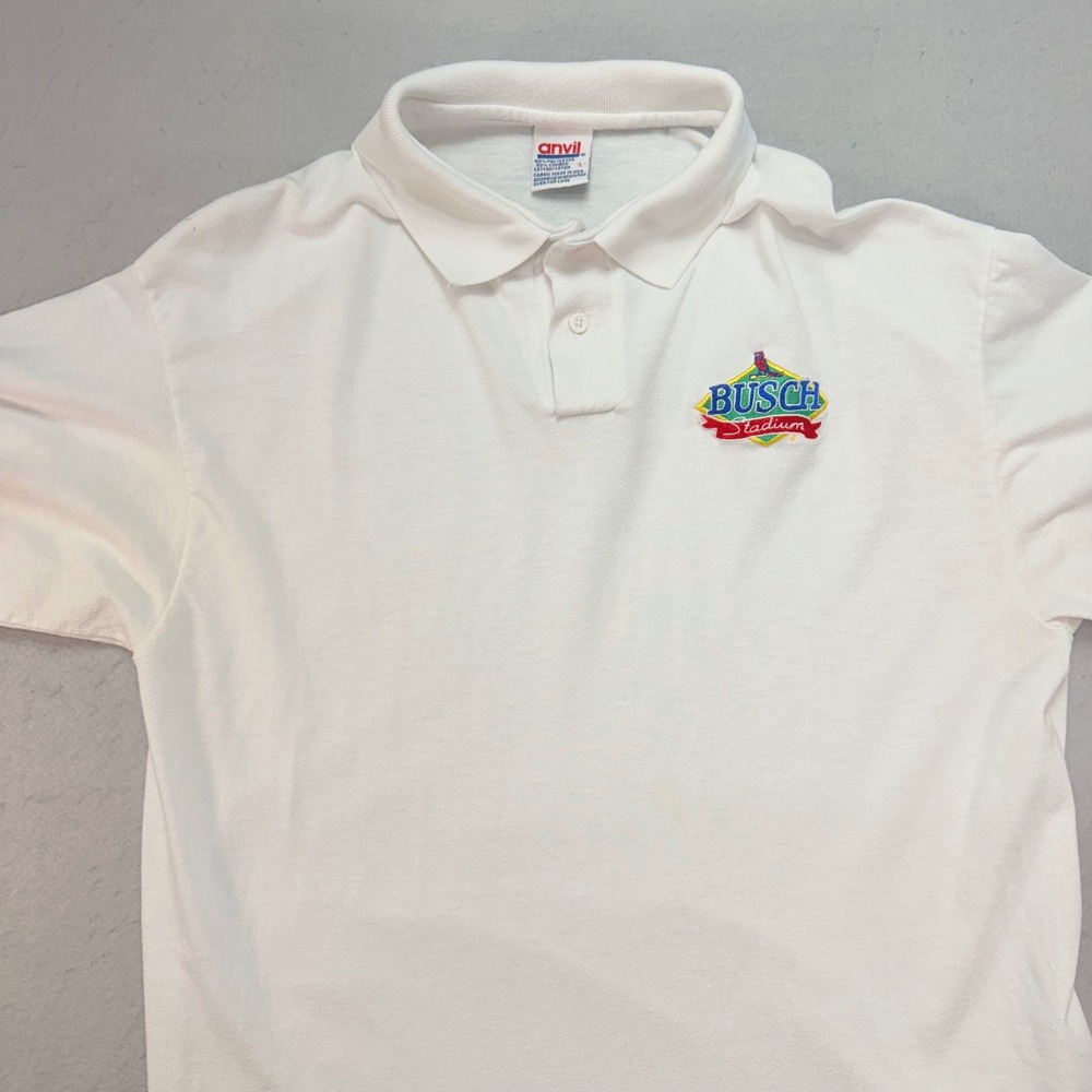 Vintage Busch Stadium Polo Shirt‎ Men's Large St. Louis Cardinals Baseball Anvil